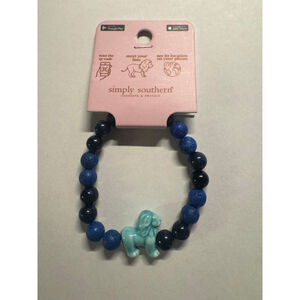 Simply Southern Tracker Lion Bracelet Blue & Black Beaded - Brand New